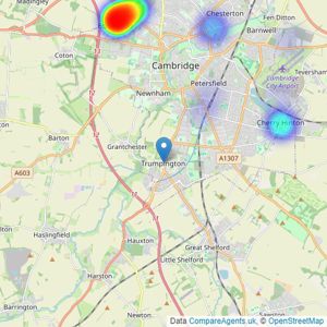 Bidwells - Cambridge New Homes listings heatmap