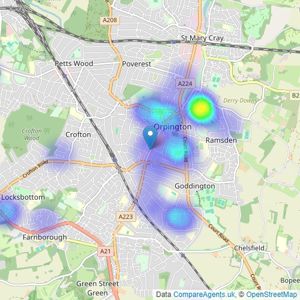 Bishop Estate Agents - Orpington listings heatmap