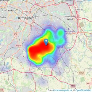 Black & Golds Estate Agents - Solihull listings heatmap