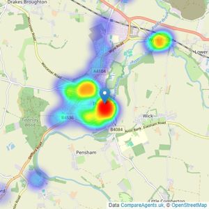 Bomford And Coffey - Pershore listings heatmap