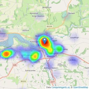 Bond Oxborough Phillips - Barnstaple listings heatmap