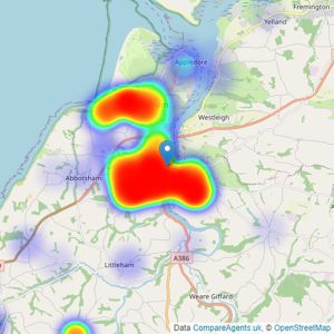 Bond Oxborough Phillips - Bideford listings heatmap