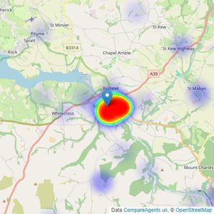 Bond Oxborough Phillips - Wadebridge listings heatmap