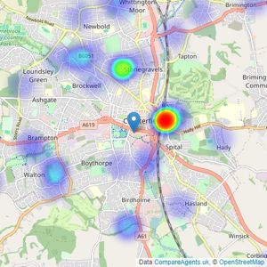 Bothams - Chesterfield listings heatmap