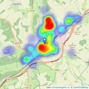 Bourne Estate Agents - Alton listings heatmap