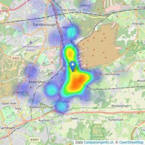 Bourne Estate Agents - Ash Vale listings heatmap