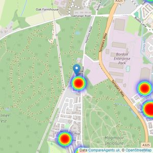 Bourne Estate Agents - Covering Bordon listings heatmap