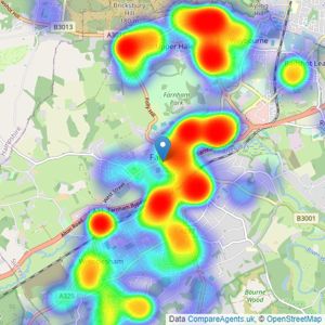 Bourne Estate Agents - Farnham listings heatmap