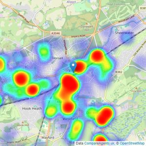 Bourne - Woking listings heatmap