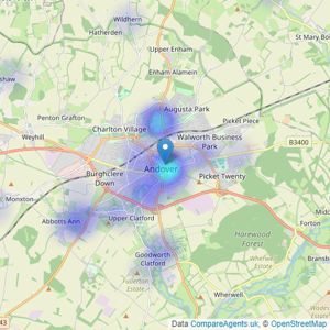 Bournes Estate Agents Ltd - Andover listings heatmap