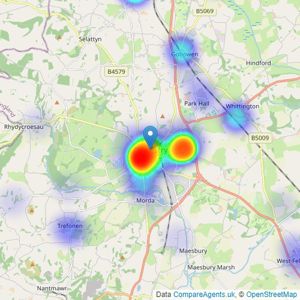 Bowen - Oswestry listings heatmap