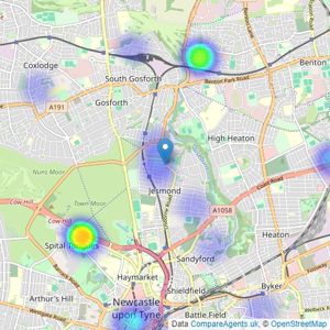 Bowson - Jesmond listings heatmap