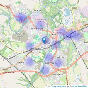 Bowyer Estates Ltd - Northwich listings heatmap