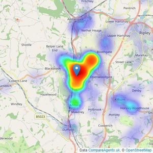 Boxall Brown & Jones - Belper listings heatmap