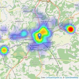 Bracketts Chartered Surveyors - Tunbridge Wells listings heatmap