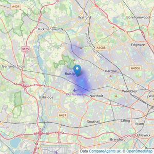 Bradley & Co Estates Limited - Middlesex listings heatmap