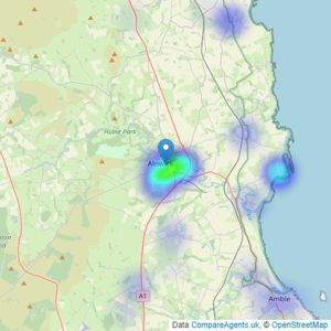 Bradley Hall Chartered Surveyors & Estate Agents - Alnwick listings heatmap