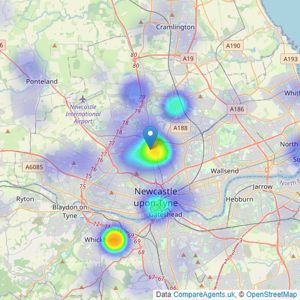 Bradley Hall Chartered Surveyors & Estate Agents - Gosforth listings heatmap