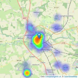 Bradley Hall Chartered Surveyors & Estate Agents - Morpeth listings heatmap