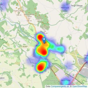 Bradleys - Bovey Tracey listings heatmap