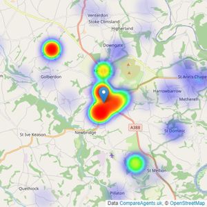 Bradleys - Callington listings heatmap