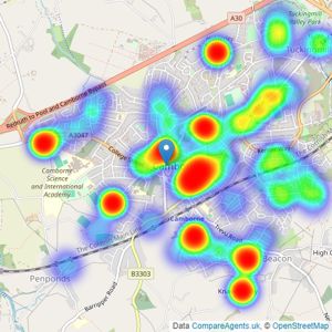 Bradleys - Camborne listings heatmap