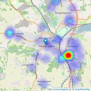 Bradleys - Newton Abbot listings heatmap