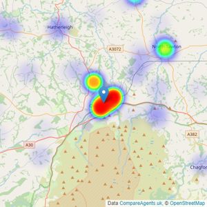 Bradleys - Okehampton listings heatmap