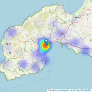 Bradleys - Penzance listings heatmap