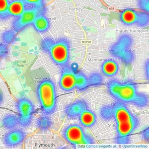 Bradleys - Plymouth Mannamead Road listings heatmap