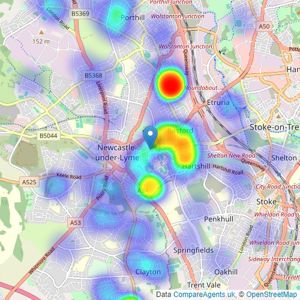 Bramptons - Newcastle-under-Lyme listings heatmap