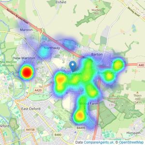 Breckon & Breckon - Headington listings heatmap