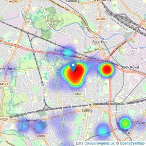 Brendons Estate Agents - Ealing listings heatmap