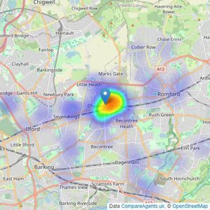 Brian Thomas Estate Agents - Chadwell Heath listings heatmap