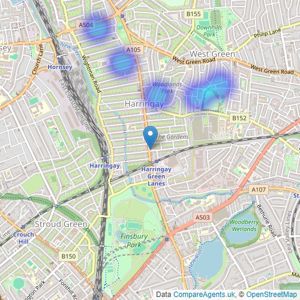 Brian Thomas Estate Agents - Green Lanes listings heatmap