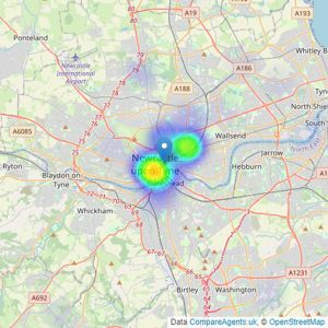 Bricks & Mortar - Newcastle Upon Tyne listings heatmap