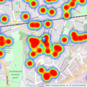 Bridges Estate Agents - Farnborough listings heatmap