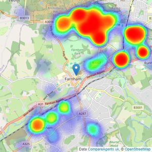 Bridges Estate Agents - Farnham listings heatmap