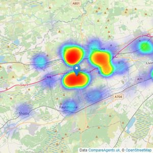 Bridges Properties - Whitburn listings heatmap