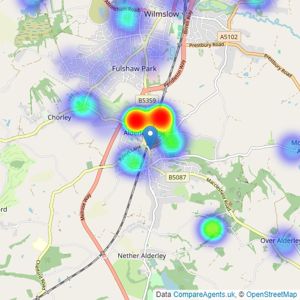 Bridgfords - Alderley Edge listings heatmap