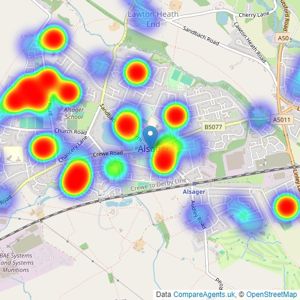 Bridgfords - Alsager listings heatmap