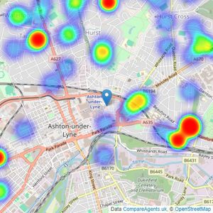 Bridgfords - Ashton-Under-Lyne listings heatmap