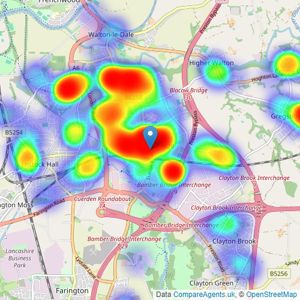 Bridgfords - Bamber Bridge listings heatmap