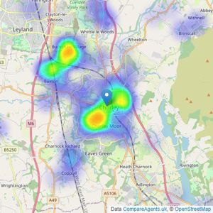 Bridgfords - Chorley listings heatmap