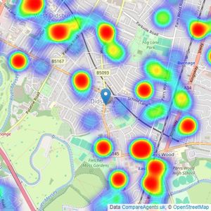 Bridgfords - Didsbury listings heatmap