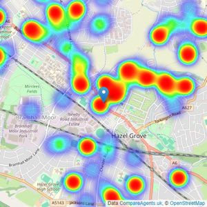 Bridgfords - Hazel Grove listings heatmap