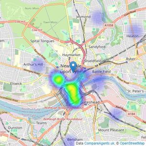 Bridgfords - Newcastle upon Tyne listings heatmap