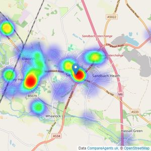 Bridgfords - Sandbach listings heatmap