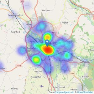 Bridgfords - Stafford listings heatmap