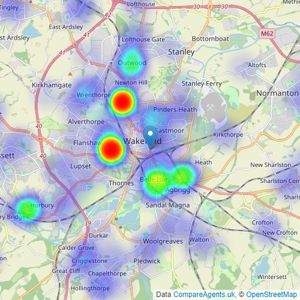 Bridgfords - Wakefield listings heatmap